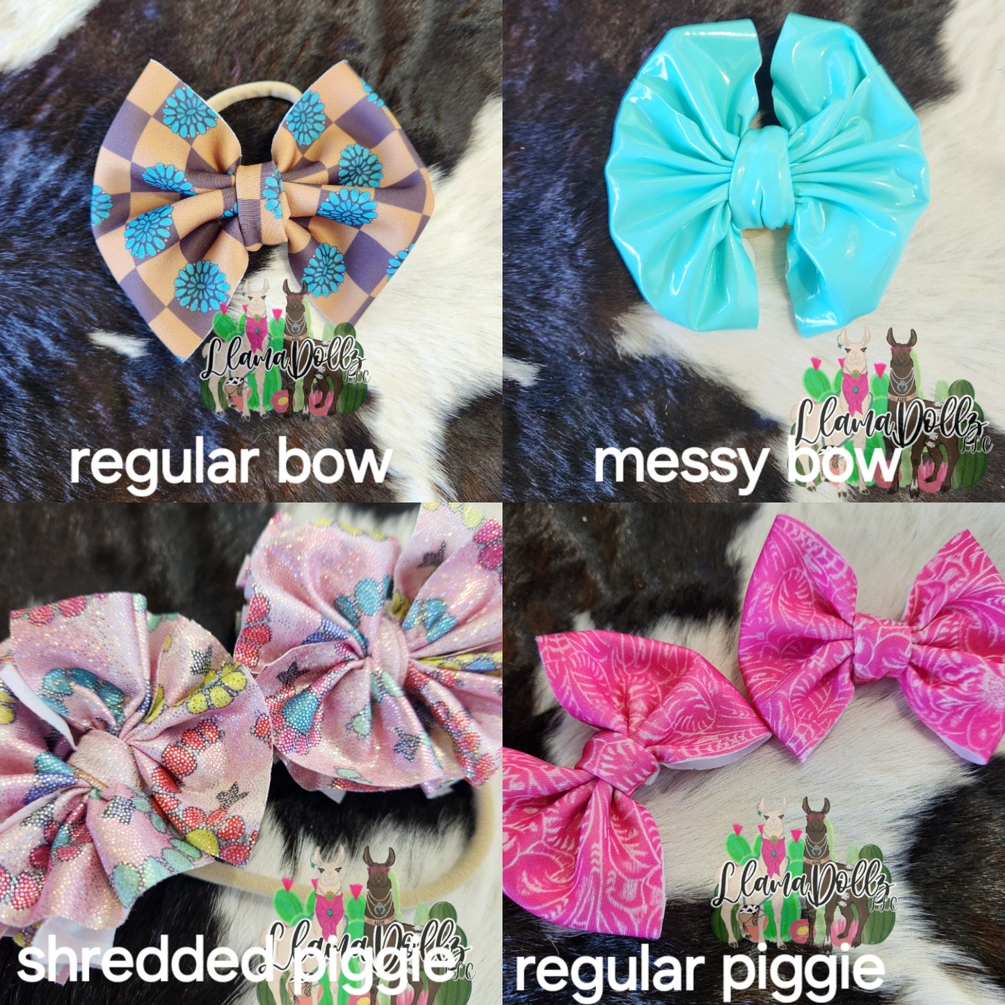 Tan Check & Turquoise Bow
