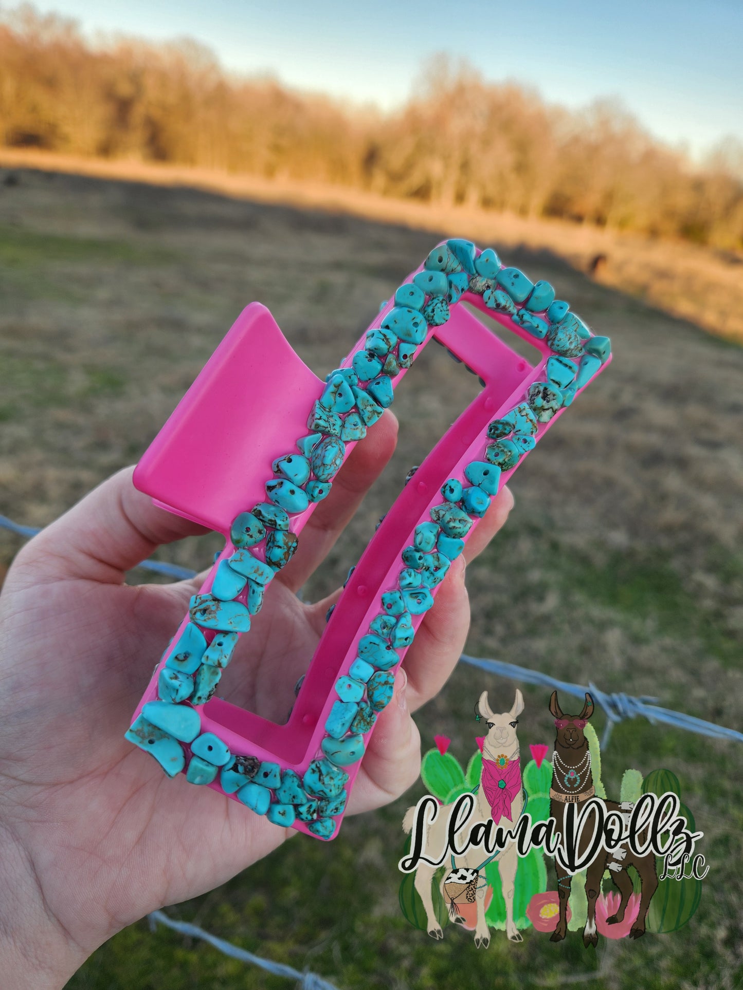 Turquoise & Pink Claw Clip