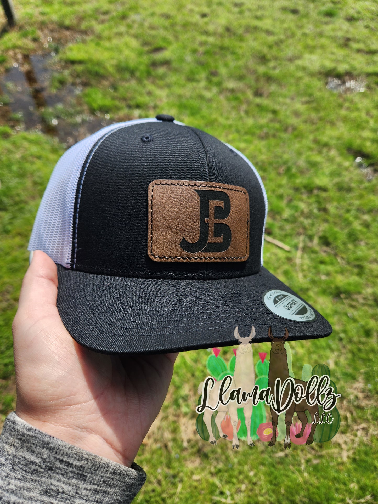 Custom Richardson Flat Bill Trucker Black/White