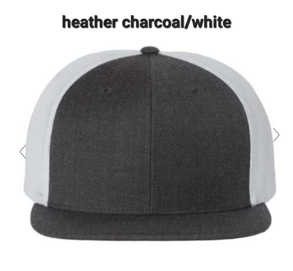 Custom Richardson Flat Bill Trucker Black/White