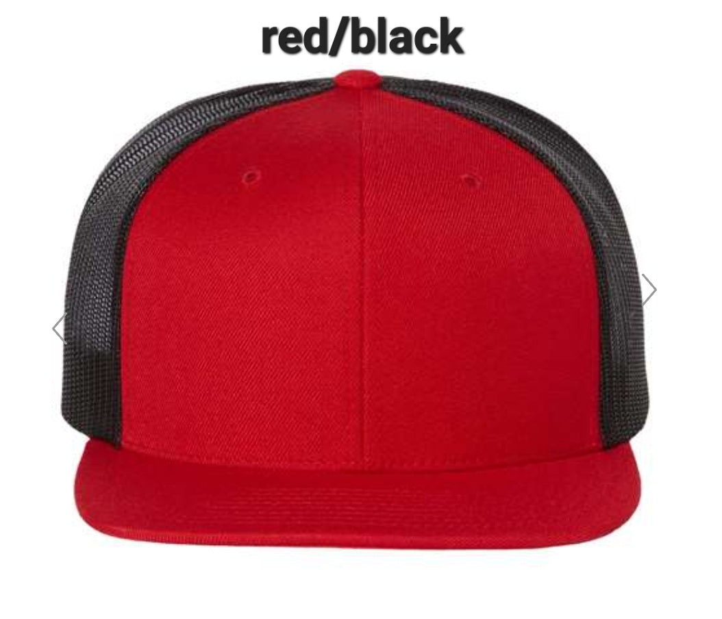 Custom Richardson Flat Bill Trucker Black/White