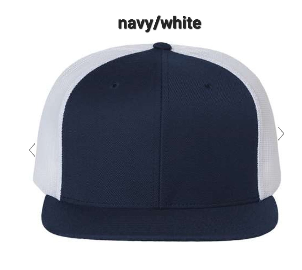 Custom Richardson Flat Bill Trucker Black/White